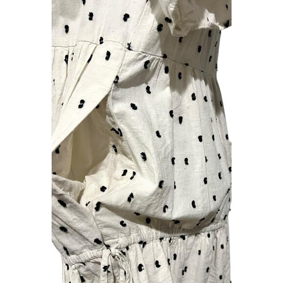 Madewell Lorelei Linen Blend Mini Dress Tiered Cream Cotton Clip Dot size M - Picture 8 of 14